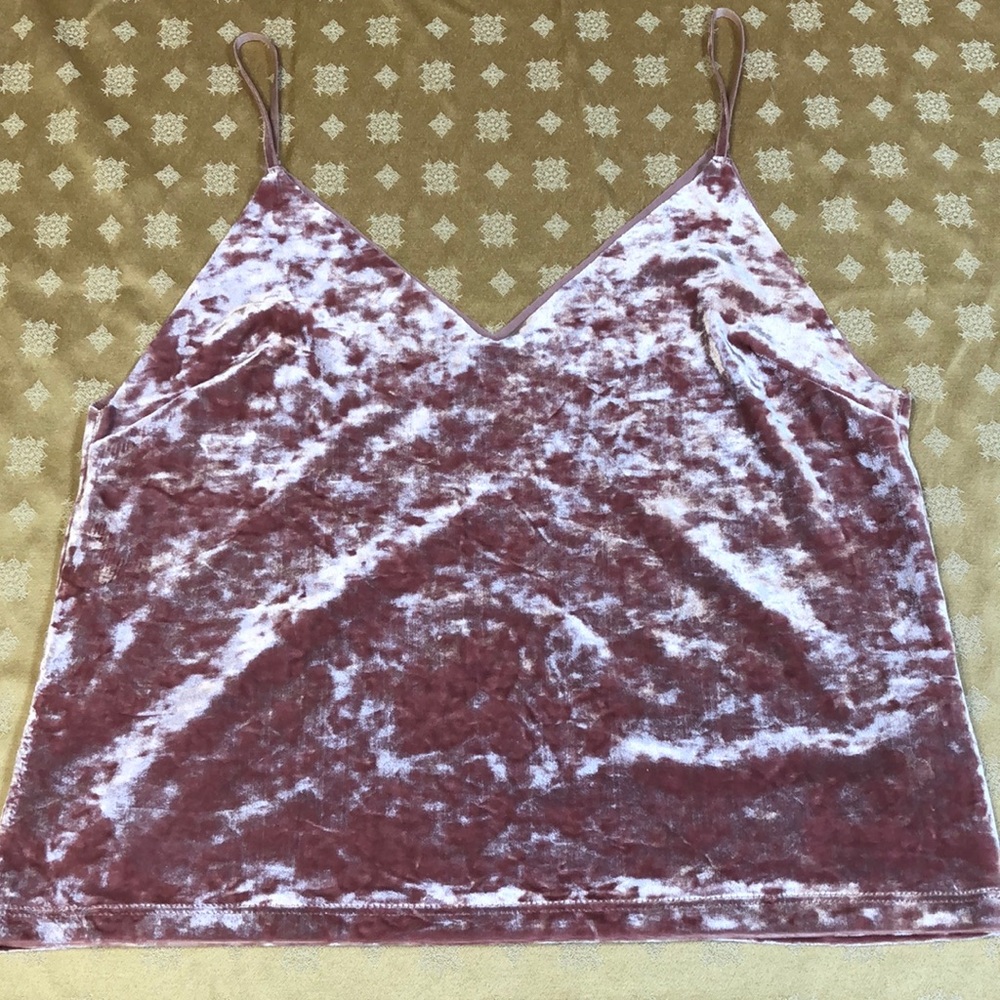 Forever 21 Pink Crushed Velvet Spaghetti Strap Tank Top, S